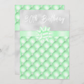 グリーンとシルバーのタフトパールの誕生日パーティ 招待状 (正面/裏面)