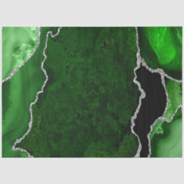 グリーンとシルバーの偽のグリッターアゲート 薄葉紙