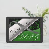 グリーンとシルバーの卒業発表 招待状 (スタンド正面)