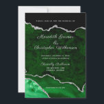 グリーンとシルバーグリッターアゲイト結婚ズ 招待状<br><div class="desc">エメエレガントラルドグリーンとシルバーのグリッター色でジオードの結婚式招待状をフェイク食い込んだ。</div>