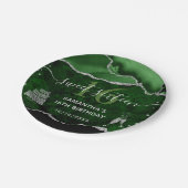 グリーンとシルバーグリッターアゲートマーブルスウィート16 ペーパープレート (アングル)