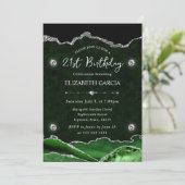グリーンとシルバーグリッターアゲート21歳の誕生日 招待状 (スタンド正面)