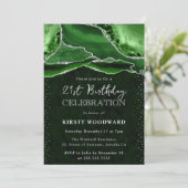 グリーンとシルバーグリッターアゲート21歳の誕生日 招待状 (スタンド正面)