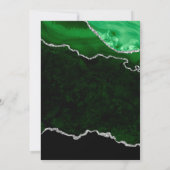 グリーンとシルバーグリッターアゲート&マーブル結婚ズ 招待状 (裏面)