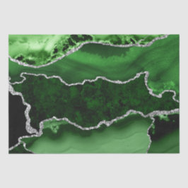 グリーンとシルバーフェイクグリッターマーブルゲート 薄葉紙