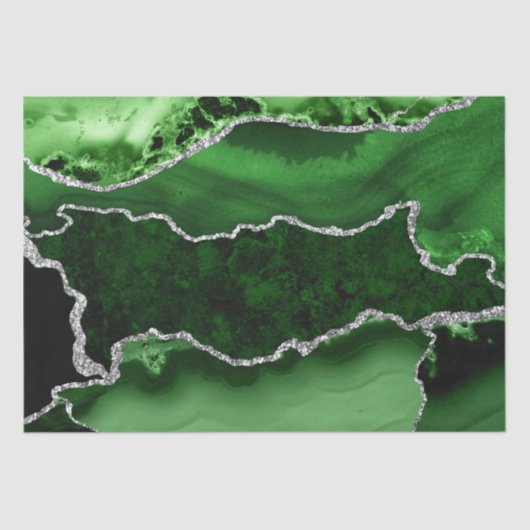 グリーンとシルバーフェイクグリッターマーブルゲート 薄葉紙 (正面)