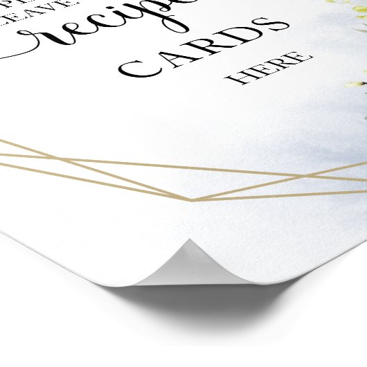 グリーンとジオメトリックなデザインのウェディングシャワーレシピカードサイン ポスター (角)