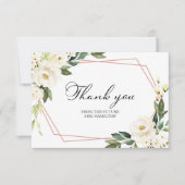 グリーンとジオメトリックなホワイトのウェディングシャワーお礼 サンキューカード (正面)