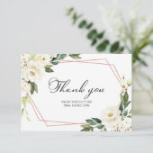 グリーンとジオメトリックなホワイトのウェディングシャワー お礼 サンキューカード (スタンド正面)