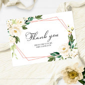 グリーンとジオメトリックなホワイトのウェディングシャワー お礼 サンキューカード