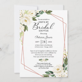 グリーンとジオメトリックな花のドライブバイ ブライズシャワーⅠ 招待状