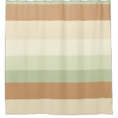 グリーンとタンストライプの シャワーカーテン (正面)