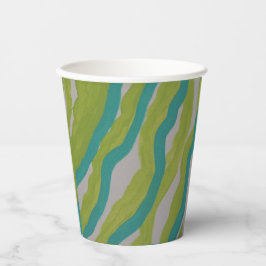 グリーンとターコイズストライプの紙カップ 紙コップ