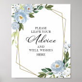 グリーンとダスティーブルーのアドバイスとベストウィッシュのサイン ポスター (正面)