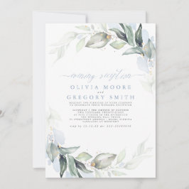 グリーンとダスティーブルーのエレガントなイブニングレセプション 招待状