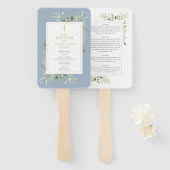 グリーンとダスティーブルーの洗礼・命名式プログラム ハンドファン (正面&裏面)