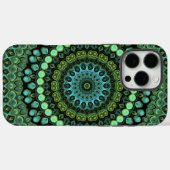 グリーンとティールの万華鏡マンダラ柄 Case-Mate iPhoneケース (裏面 (横))