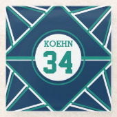 グリーンとティール（緑がかった色）ソーズガインスパイアスコースター ガラスコースター (正面)