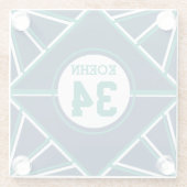 グリーンとティール（緑がかった色）ソーズガインスパイアスコースター ガラスコースター (裏面)