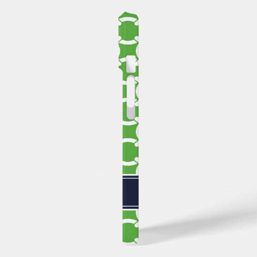 グリーンとネイビーのリンク名門私立校風のモノグラム Case-Mate iPhoneケース (裏面 / 左)