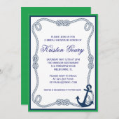 グリーンとネイビーの航海の招待状 招待状 (正面/裏面)