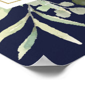 グリーンとネイビーブルーの結婚式ウェルカムサイン ポスター (角)