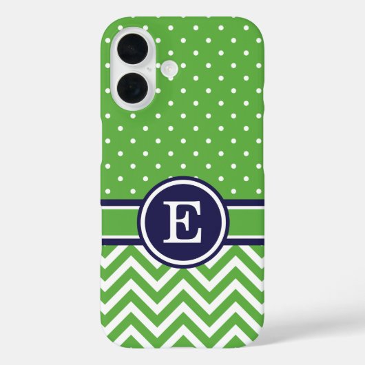 グリーンとネイビー名門私立校風のシボロンドットモノグラム Case-Mate iPhoneケース (裏面)