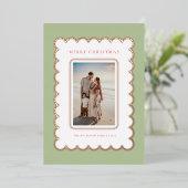 グリーンとバラゴールドフォイルホタテのクリスマスカード 箔シーズンカード (立ち正面)