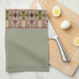 グリーンとバーガンパターン（の模様が）あるディ キッチンタオル