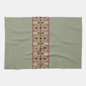 グリーンとバーガンパターン（の模様が）あるディ キッチンタオル (横)