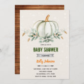 グリーンとパンプキンのシャワー誕生日招待状 招待状 (正面/裏面)