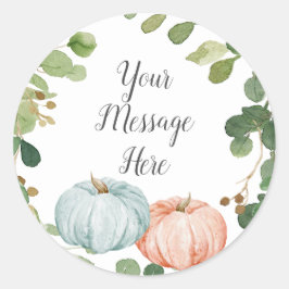 グリーンとパンプキンのメッセージシール ラウンドシール