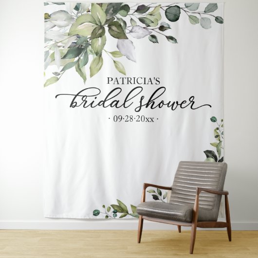 グリーンとパンプキンの秋のブライダルシャワーの背景 タペストリー (インサイチュ)