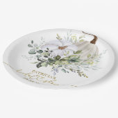 グリーンとパンプキンの秋のブライダルシャワーペーパープレート ペーパープレート (アングル)