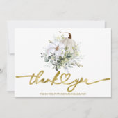 グリーンとパンプキンの秋のブライダルシャワー感謝カード 招待状 (正面)