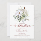 グリーンとパンプキンの秋のブライダルシャワー招待状 招待状 (正面)