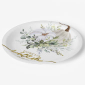 グリーンとパンプキンの秋のブライダルシャワー紙皿 ペーパープレート (アングル)