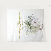 グリーンとパンプキンの秋のブライダルシャワー背景 タペストリー (正面(横))