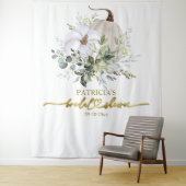 グリーンとパンプキンの秋のブライダルシャワー背景 タペストリー (インサイチュ)