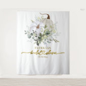 グリーンとパンプキンの秋のブライダルシャワー背景 タペストリー (正面)