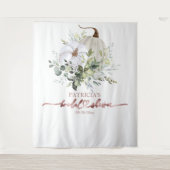 グリーンとパンプキンの秋のブライダルシャワー背景 タペストリー (正面)