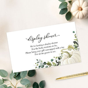 グリーンとパンプキンの秋のベイビーシャワーディスプレイシャワー エンクロージャーカード