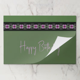 グリーンとパープルのフローラ紙ランチョンマット ペーパーパッド