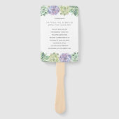 グリーンとパープルの多肉植物の結婚式プログラム ハンドファン (正面)