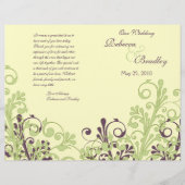 グリーンとパープルの抽象芸術フローラ結婚式 プログラム (正面)