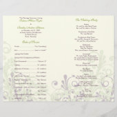 グリーンとパープルの抽象芸術フローラ結婚式 プログラム (裏面)