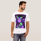 グリーンとパープルエイリアン小妖精や小人アニメガール Tシャツ (正面フル)
