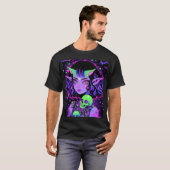 グリーンとパープルエイリアン小妖精や小人アニメガール Tシャツ (正面フル)