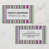 グリーンとパープルストライプのゲームプレイデート通話カード コーリングカード (正面/裏面)