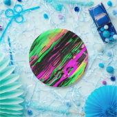 グリーンとパープルスワールアートプレート ペーパープレート (パーティー)